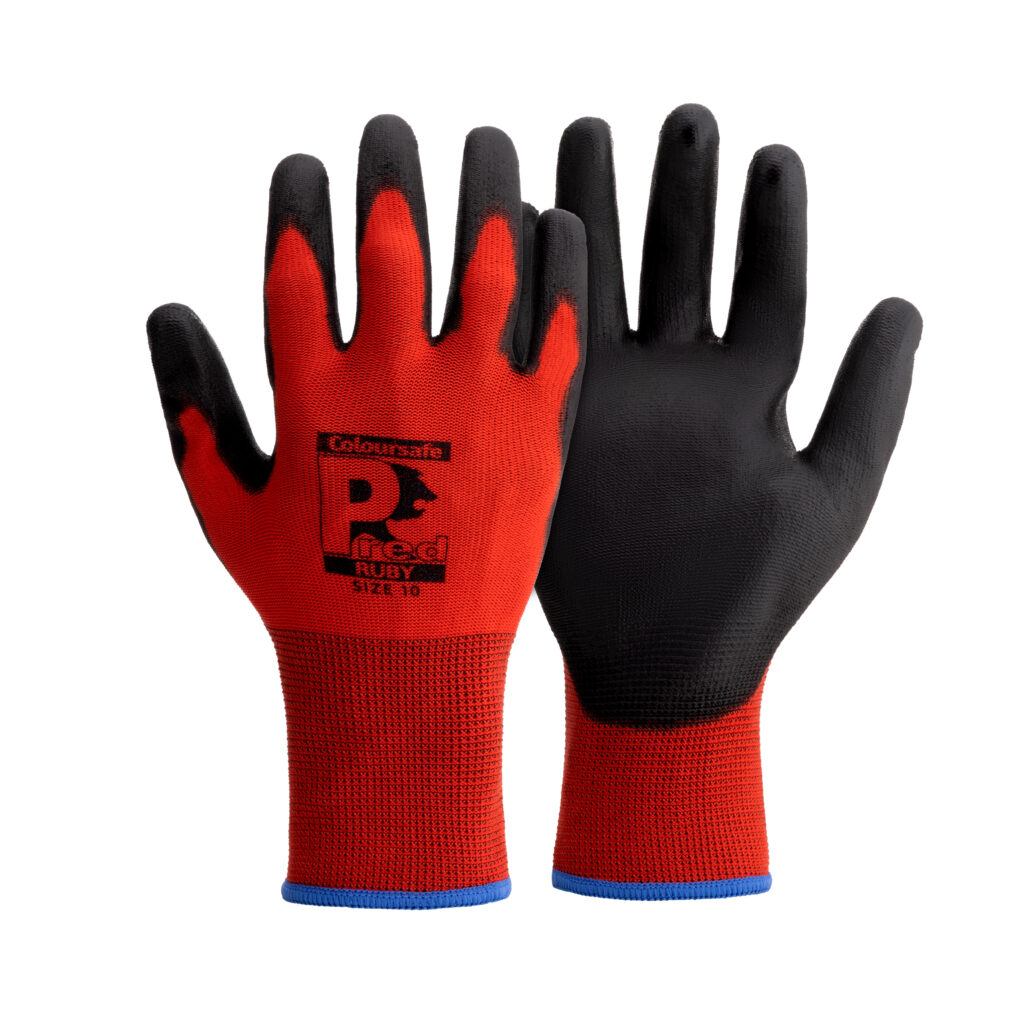 Coloursafe Pred Ruby PU Coating Safety Gloves Pair