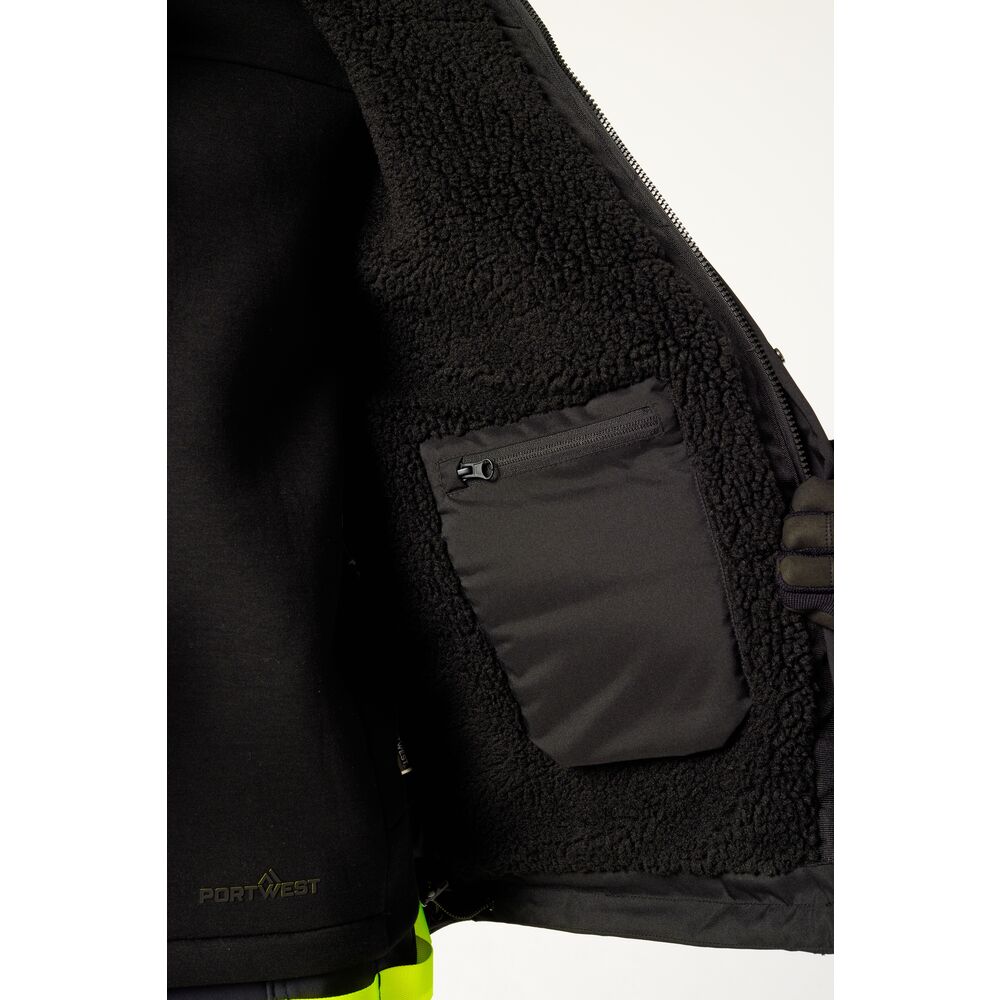 Portwest EV461 EV4 Winter Parka - Black - Fleece inside - Zip Pocket