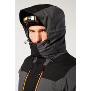 Portwest EV461 EV4 Winter Parka - Grey/Black - Hood Up Front