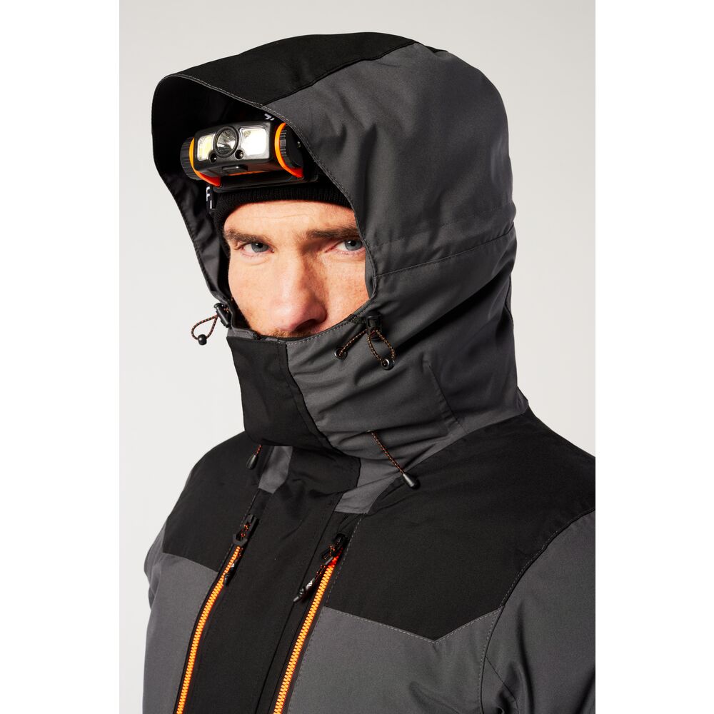 Portwest EV461 EV4 Winter Parka - Grey/Black - Hood Up Front