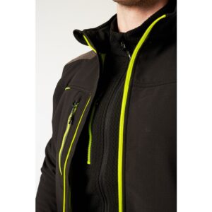 Portwest EV464 EV4 Softshell Bomber Jacket - Black - Close Up Front