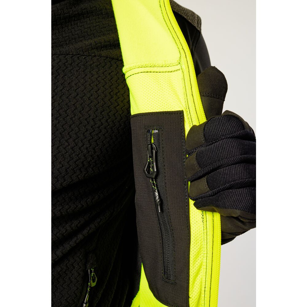 Portwest EV464 EV4 Softshell Bomber Jacket - Black/Yellow - Zip Pocket Inside Jacket