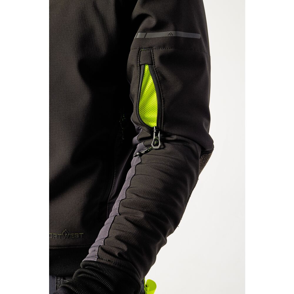 Portwest EV464 EV4 Softshell Bomber Jacket - Black - Zip Sleeve - Model
