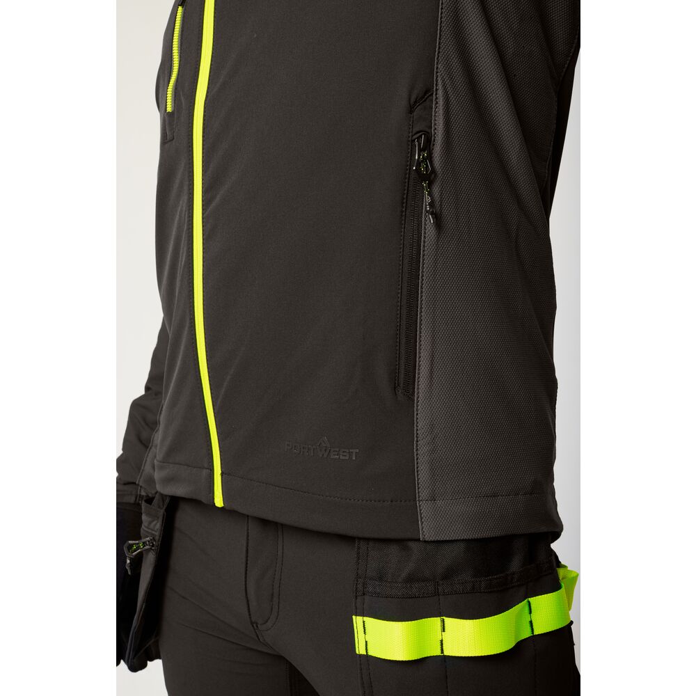 Portwest EV475 EV4 Stretch Work Jacket - Black/Yellow - Zip Pocket - Model