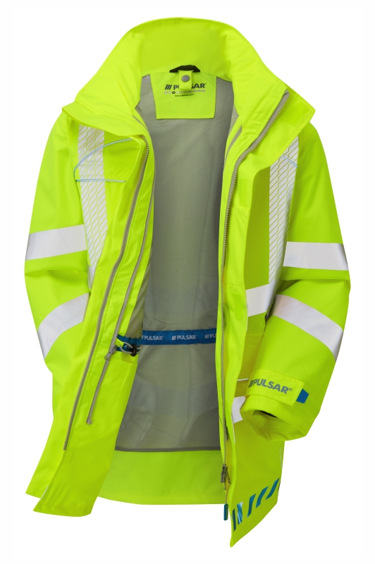 PULSAR EVO100 EVOLUTION Hi Vis Yellow Storm Coat Open