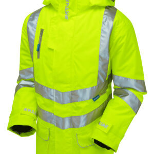 Pulsar P187 Hi Vis Padded Storm Coat Yellow - Waterproof Hi Vis Yellow Storm Jacket - Angle