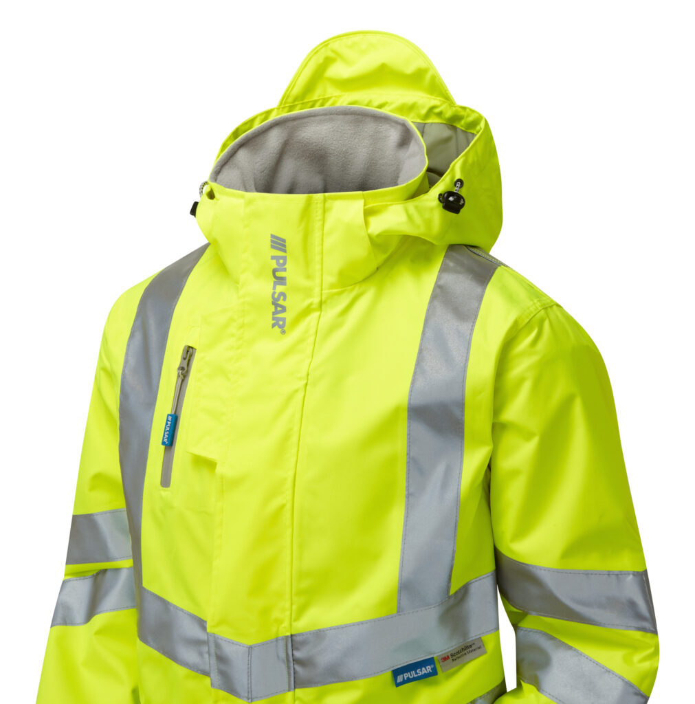 Pulsar P421 Hi Vis Yellow Padded Storm Coat - Close Up