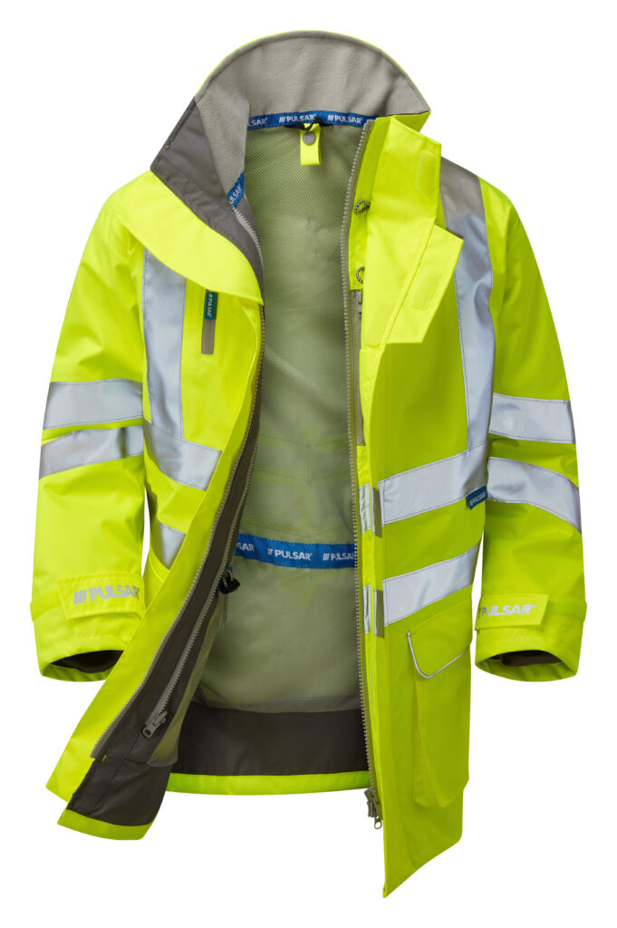 Pulsar P421 Hi Vis Yellow Padded Storm Coat - Front