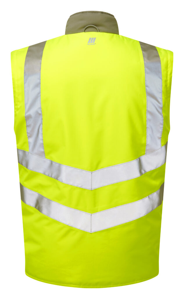 Pulsar P422 Hi Vis Yellow Interactive Bodywarmer Front - Rear