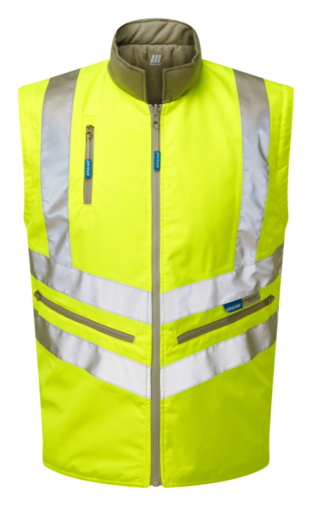 Pulsar P422 Hi Vis Yellow Interactive Bodywarmer Reversed - Front