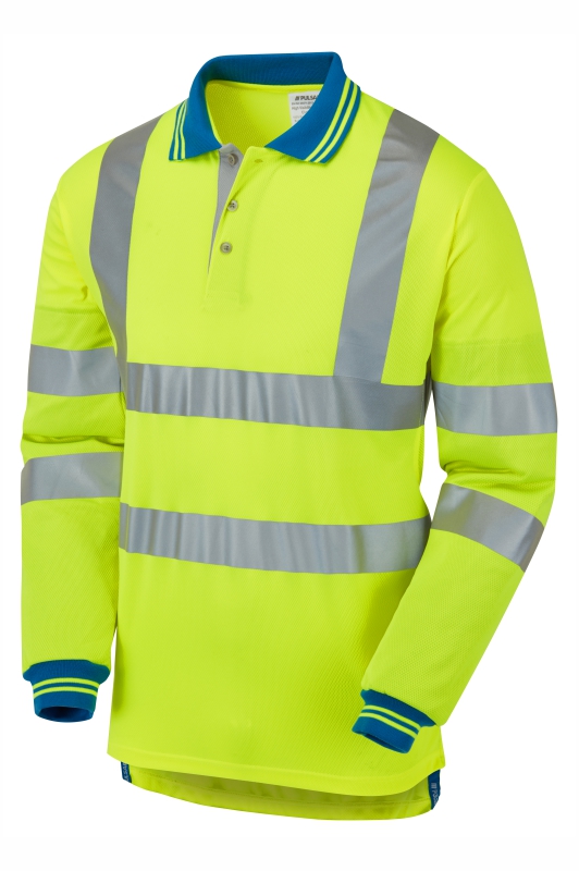 PULSAR P458 PROTECT HV Yellow Cut Resistant Sleeve Polo Shirt Front