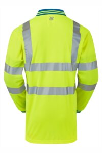 PULSAR P458 PROTECT HV Yellow Cut Resistant Sleeve Polo Shirt Rear