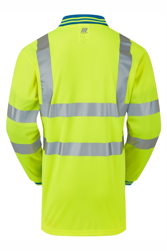 PULSAR P458 PROTECT HV Yellow Cut Resistant Sleeve Polo Shirt Rear