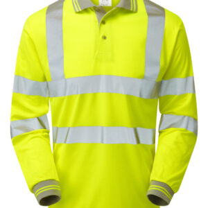 Pulsar P458 Hi Vis Yellow Long Sleeve Polo Shirt - Front