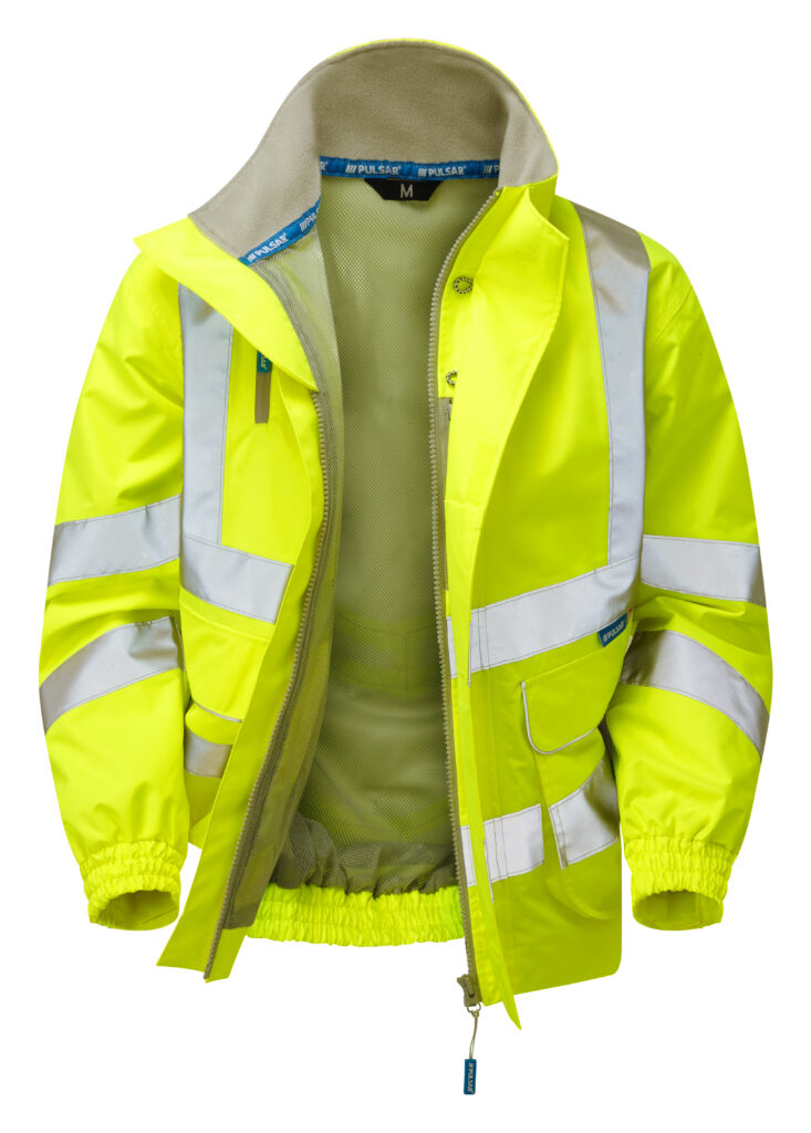 Pulsar P533 Hi Vis Yellow Bomber Jacket - Front - Opened Up