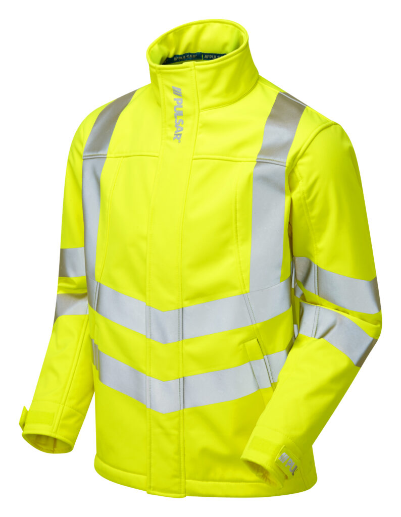 PULSAR® HV Yellow Interactive Softshell Jacket - Front Angle