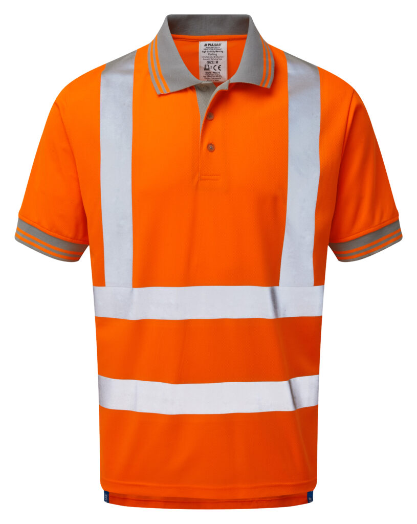 Pulsar PR176 Hi Vis Short Sleeved Polo Shirt Orange - Front