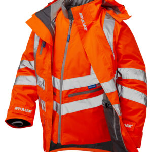 Pulsar PR497 Hi Vis Orange 7 in 1 Storm Coat - Front Angle