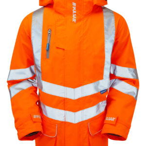 Pulsar PR502 Hi Vis Orange Waterproof Coat - Front Full Body
