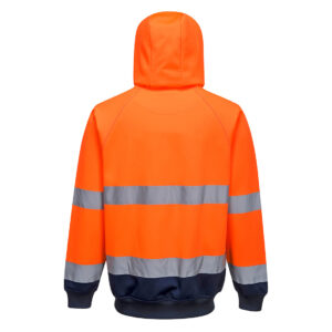Portwest B316 Hi Vis Contrast Hoodie - Orange/Navy - Rear