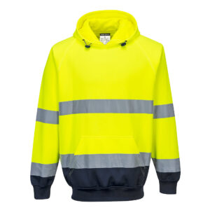 Portwest B316 Hi Vis Contrast Hoodie - Yellow/Navy - Front
