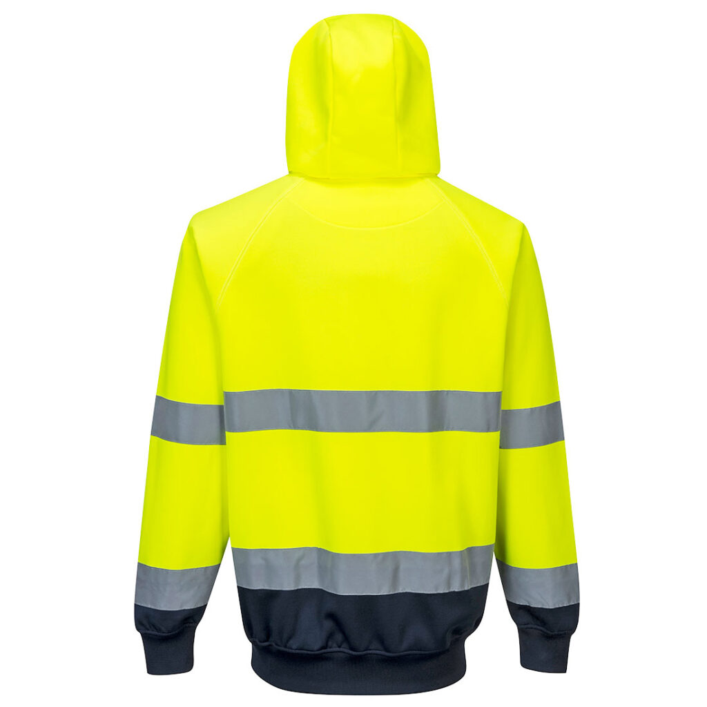 Portwest B316 Hi Vis Contrast Hoodie - Yellow/Navy - Rear