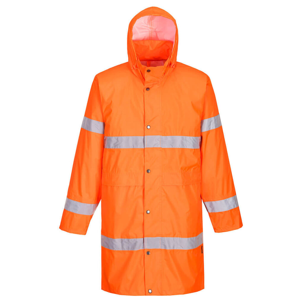 Portwest H442 Hi Vis Rain Coat 100cm - Orange