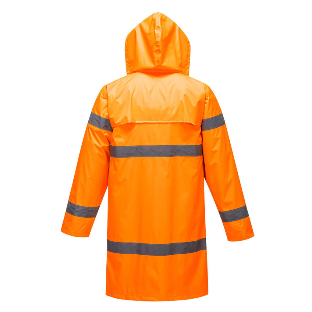 Portwest H442 Hi Vis Rain Coat 100cm - Orange - Rear