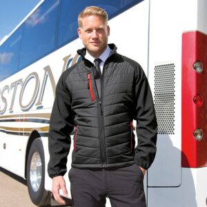 R237X Result Compass Padded Softshell Jacket - Black and Red - Front - Model