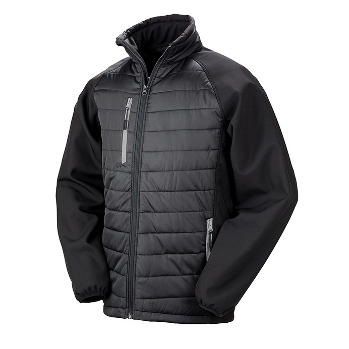 R237X Result Compass Padded Softshell Jacket - Black and Grey - Front