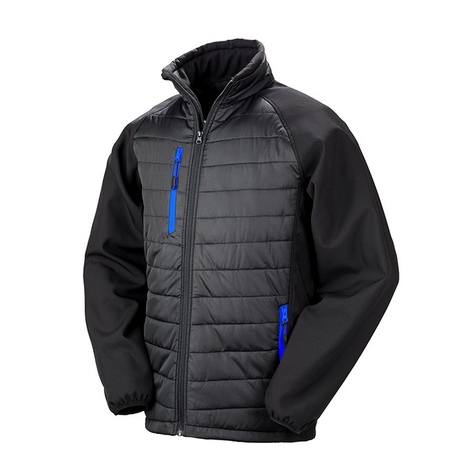 R237X Result Compass Padded Softshell Jacket - Black and Blue - Front