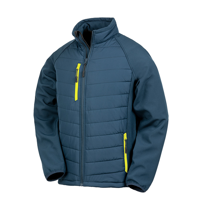 R237X Result Compass Padded Softshell Jacket - Navy and Yellow - Front