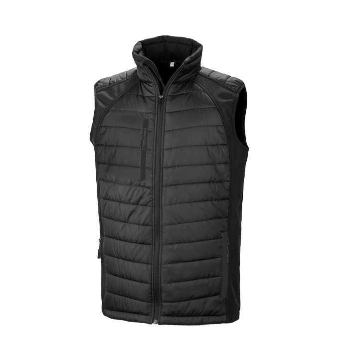 R238X Result Compass Padded Softshell Gilet - Black - Front