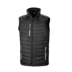 R238X Result Compass Padded Softshell Gilet - Black and Grey - Front