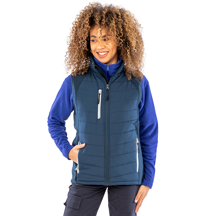 R238X Result Compass Padded Softshell Gilet - Navy and White - Model