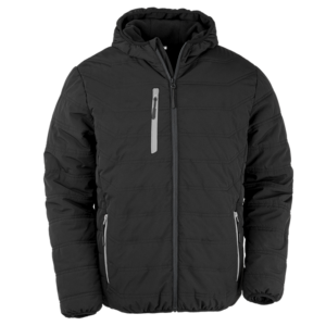 R240X Result Genuine Recycled Black Compass Padded Winter Jacket - Black and Grey - Front