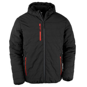 R240X Result Genuine Recycled Black Compass Padded Winter Jacket - Black and Red