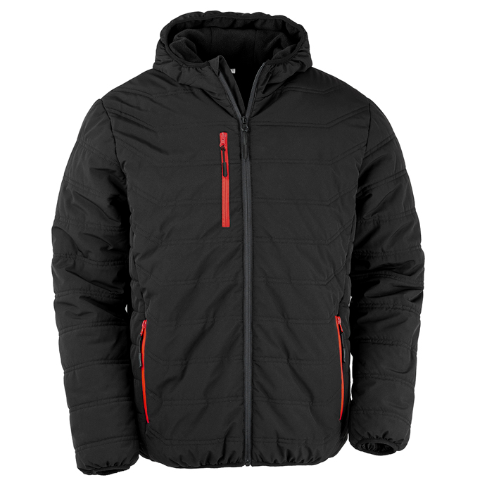 R240X Result Genuine Recycled Black Compass Padded Winter Jacket - Black and Red