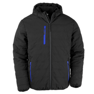 R240X Result Genuine Recycled Black Compass Padded Winter Jacket - Black and Blue - Front