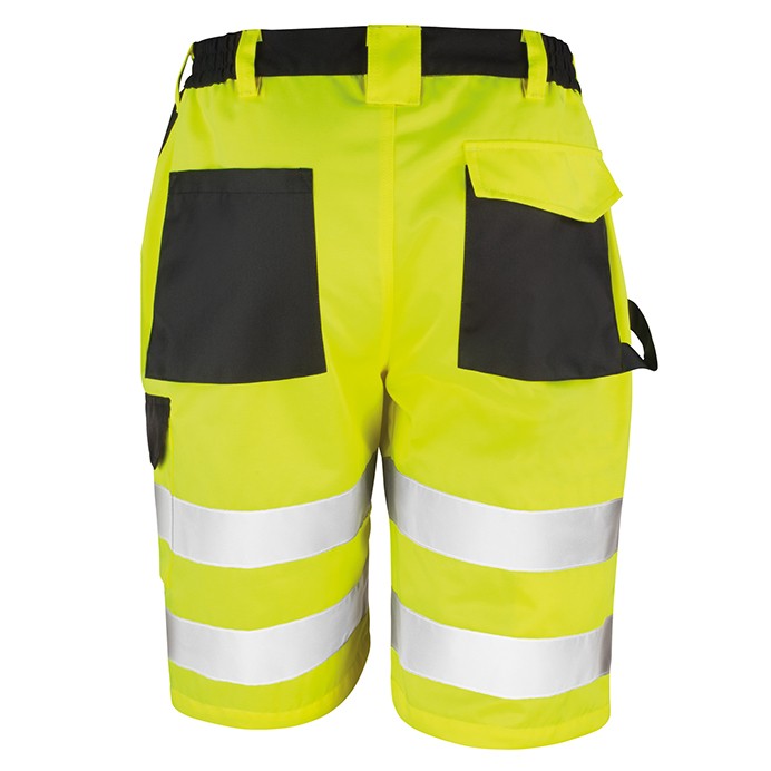 R328X Result Safe-Guard Safety Cargo Shorts - Yellow - Rear