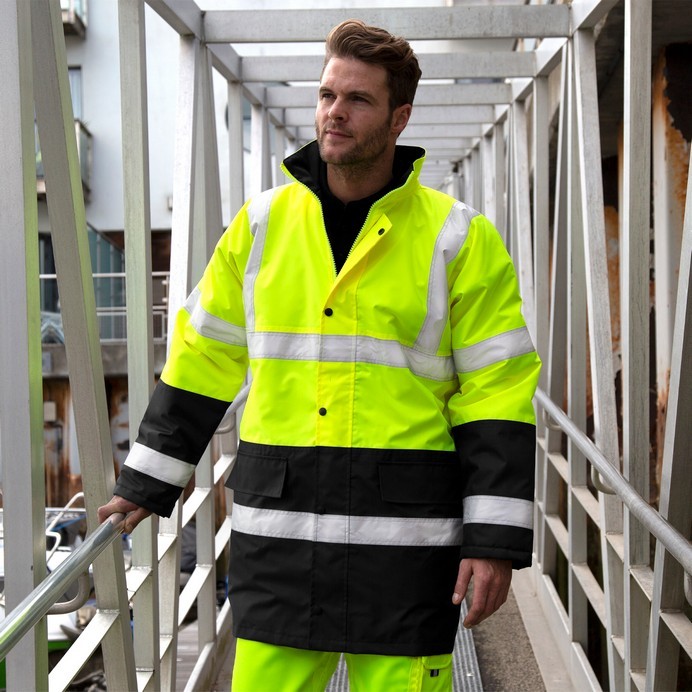 R452X Result Safe-Guard Motorway 2-Tone Safety Coat - Yellow - Front - Model