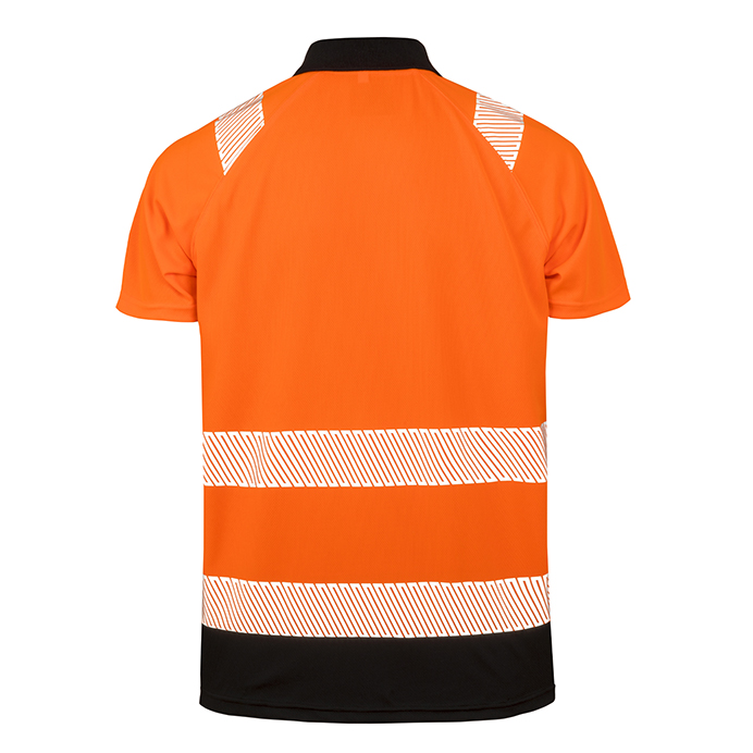 R501X Result Genuine Recycled Safe-Guard Safety Polo Shirt - Orange - Rear