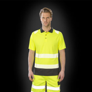 R501X Result Genuine Recycled Safe-Guard Safety Polo Shirt - Yellow - Front - Model