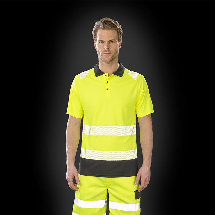 R501X Result Genuine Recycled Safe-Guard Safety Polo Shirt - Yellow - Front - Model