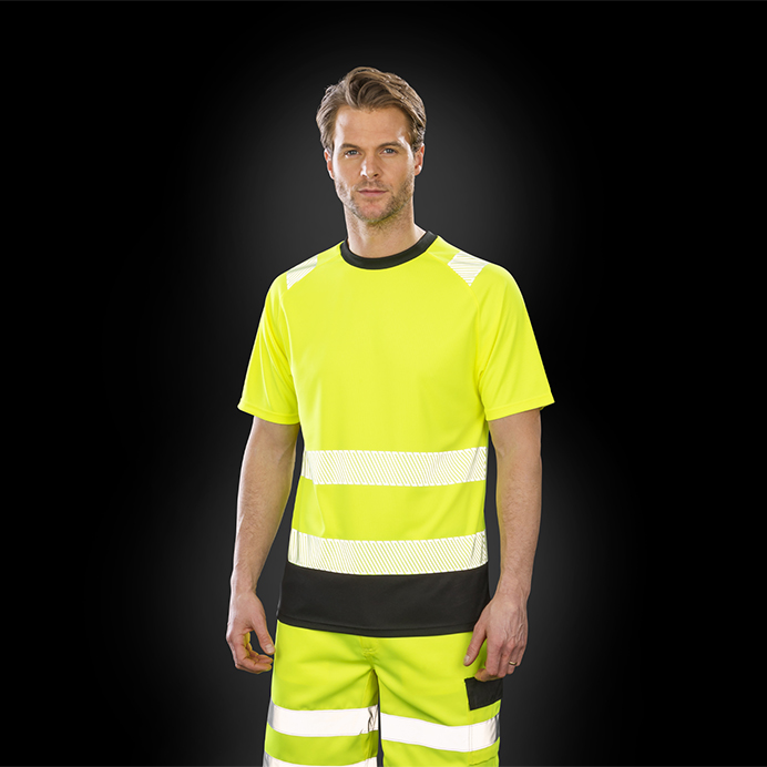 R502X Result Genuine Recycled Safe-Guard Safety T-shirt - Yellow - Front - Model