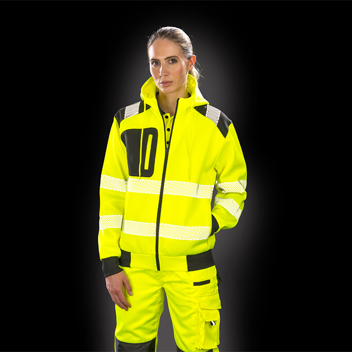 R503X Result Genuine Recycled Safe-Guard Recycled Sweat Hoody - Yellow - Front - Model