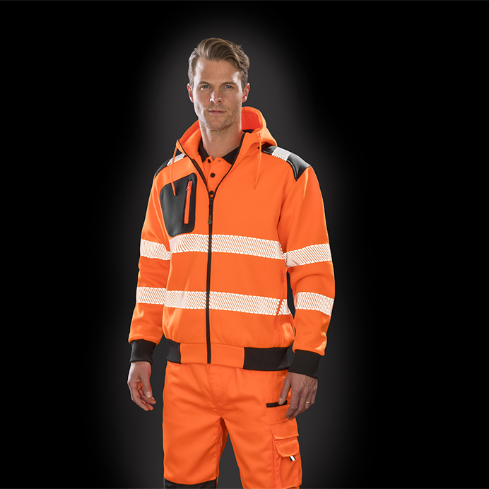 R503X Result Genuine Recycled Safe-Guard Recycled Sweat Hoody - Orange - Front - Model