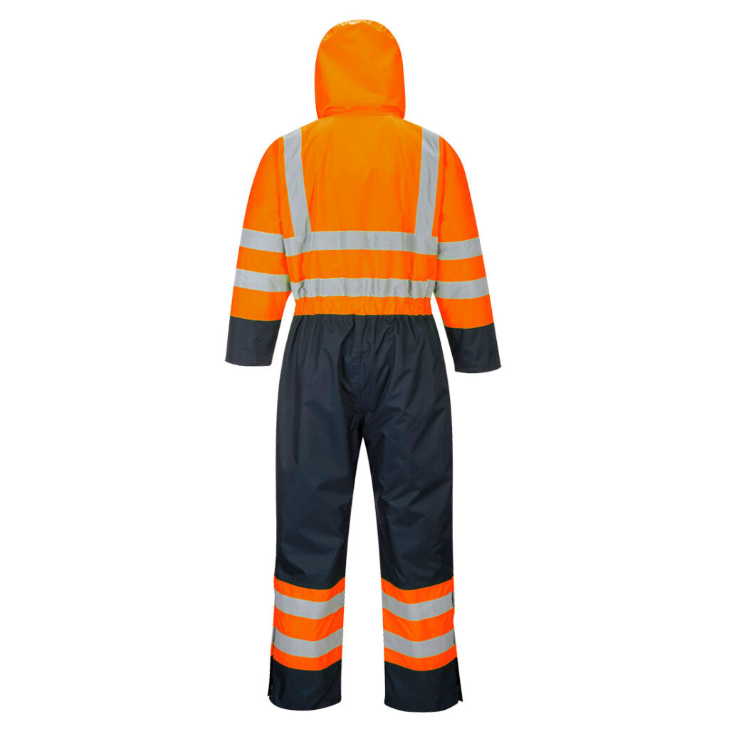 Portwest S485 Hi Vis Contrast Winter Coverall - Orange/Navy - Rear