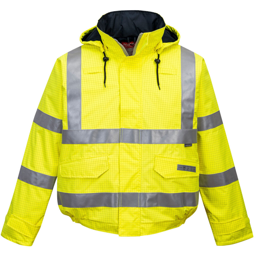 Portwest S773 Bizflame Rain Hi-Vis Antistatic FR Bomber Jacket - Yellow - Front