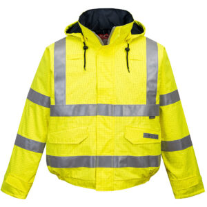 Portwest S773 Bizflame Rain Hi-Vis Antistatic FR Bomber Jacket - Yellow - Front